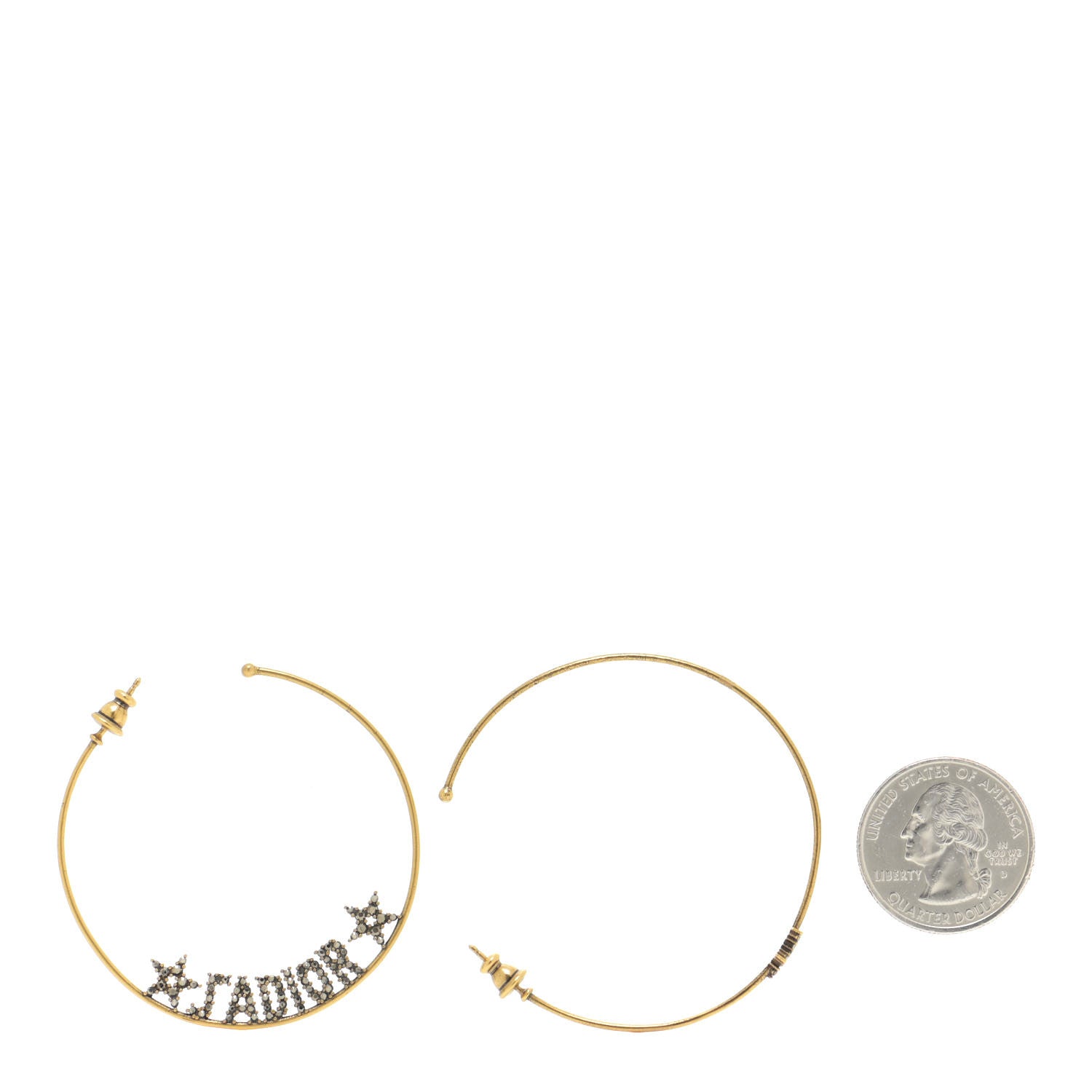 Christian Dior Metal Crystal J'Adior Hoop Earrings Aged Gold 2 of 5