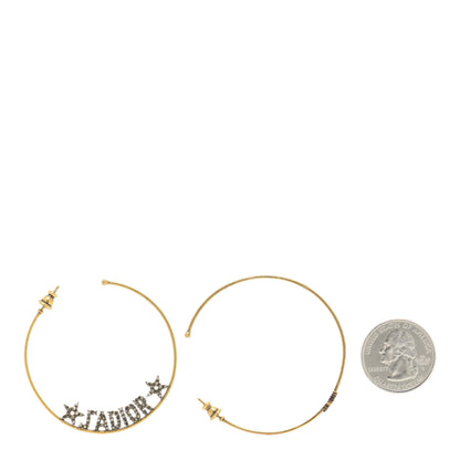 Christian Dior Metal Crystal J'Adior Hoop Earrings Aged Gold 2 of 5