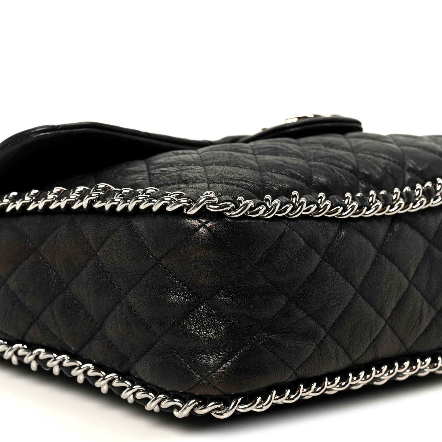 Chanel Washed Lambskin Quilted Maxi Chain Around Flap Black 9 of 10