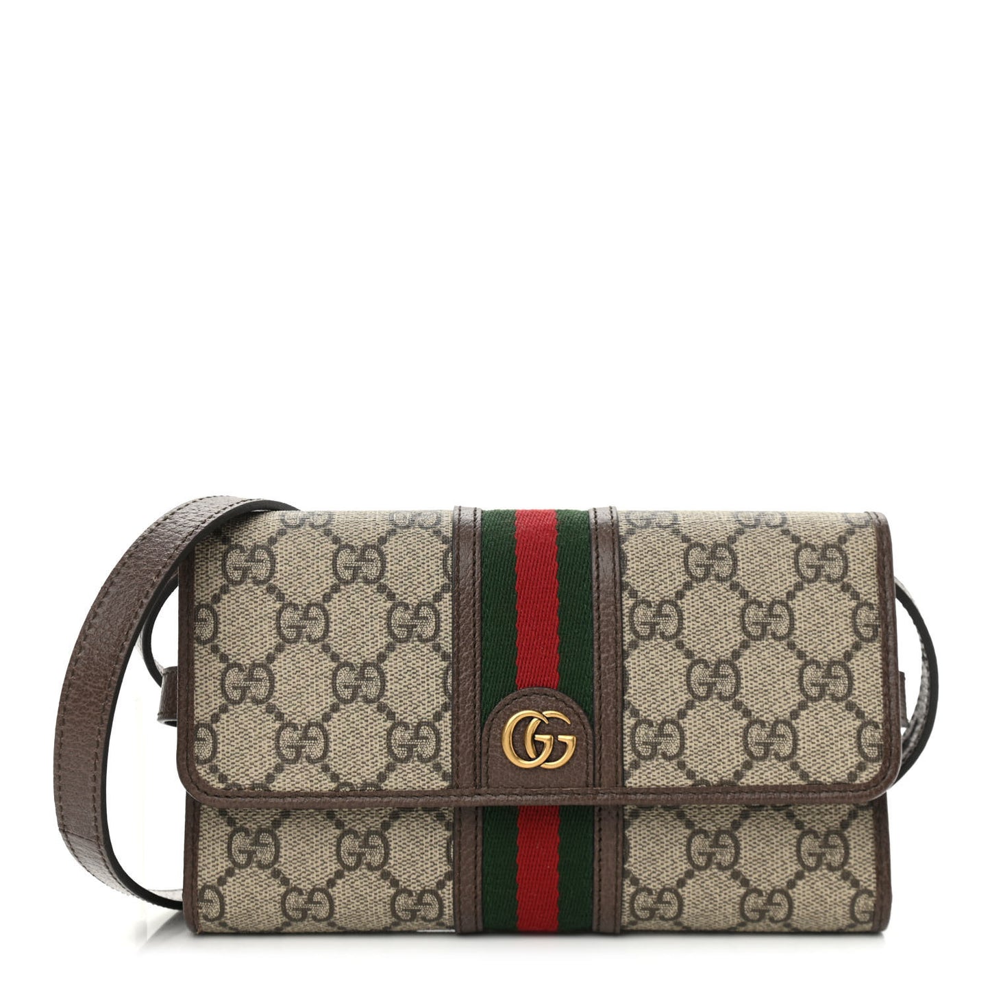 GG Supreme Monogram Web Ophidia Crossbody Wallet Beige New Acero