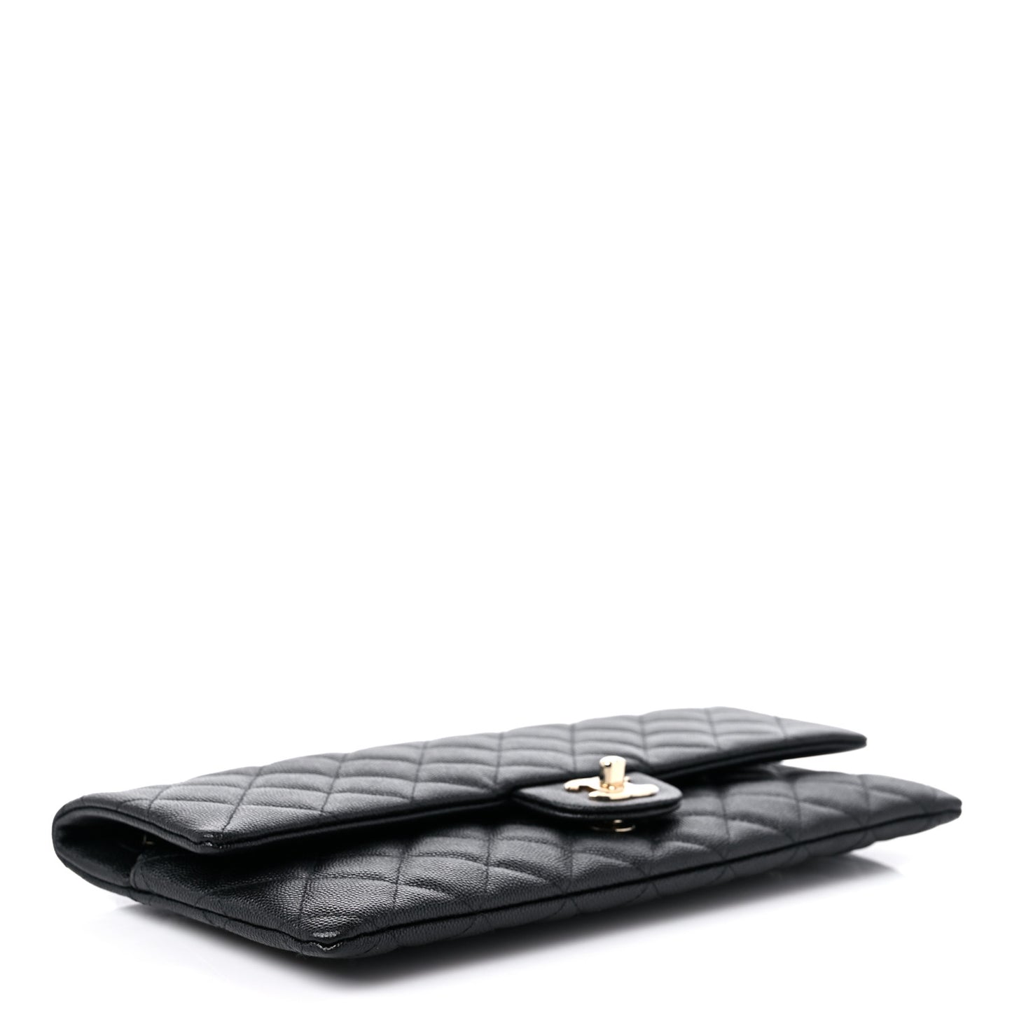 Caviar Quilted Flap Clutch Black