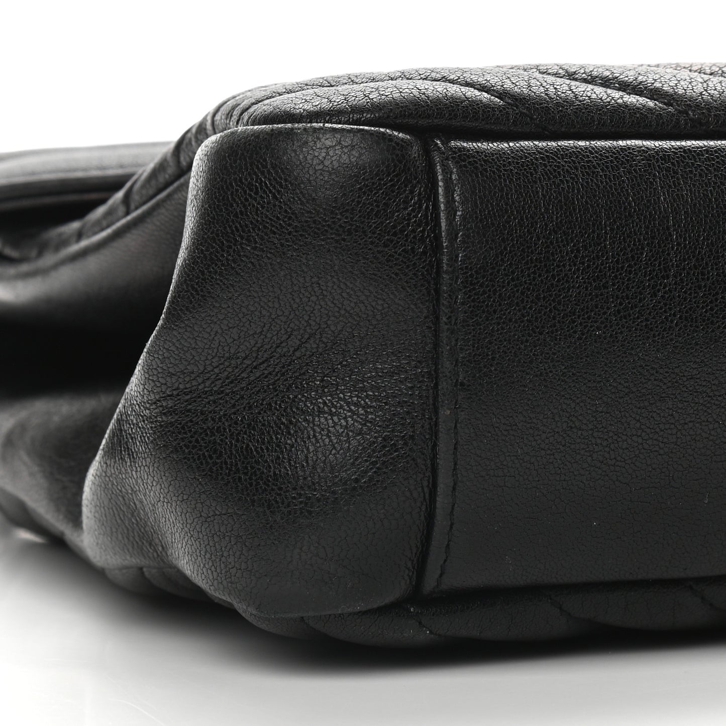 Sheepskin Matelasse Chevron Monogram Large College Satchel Black