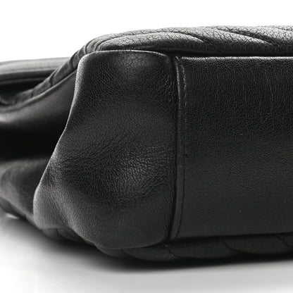 Saint Laurent Sheepskin Matelasse Chevron Monogram Large College Satchel Black 9 of 11