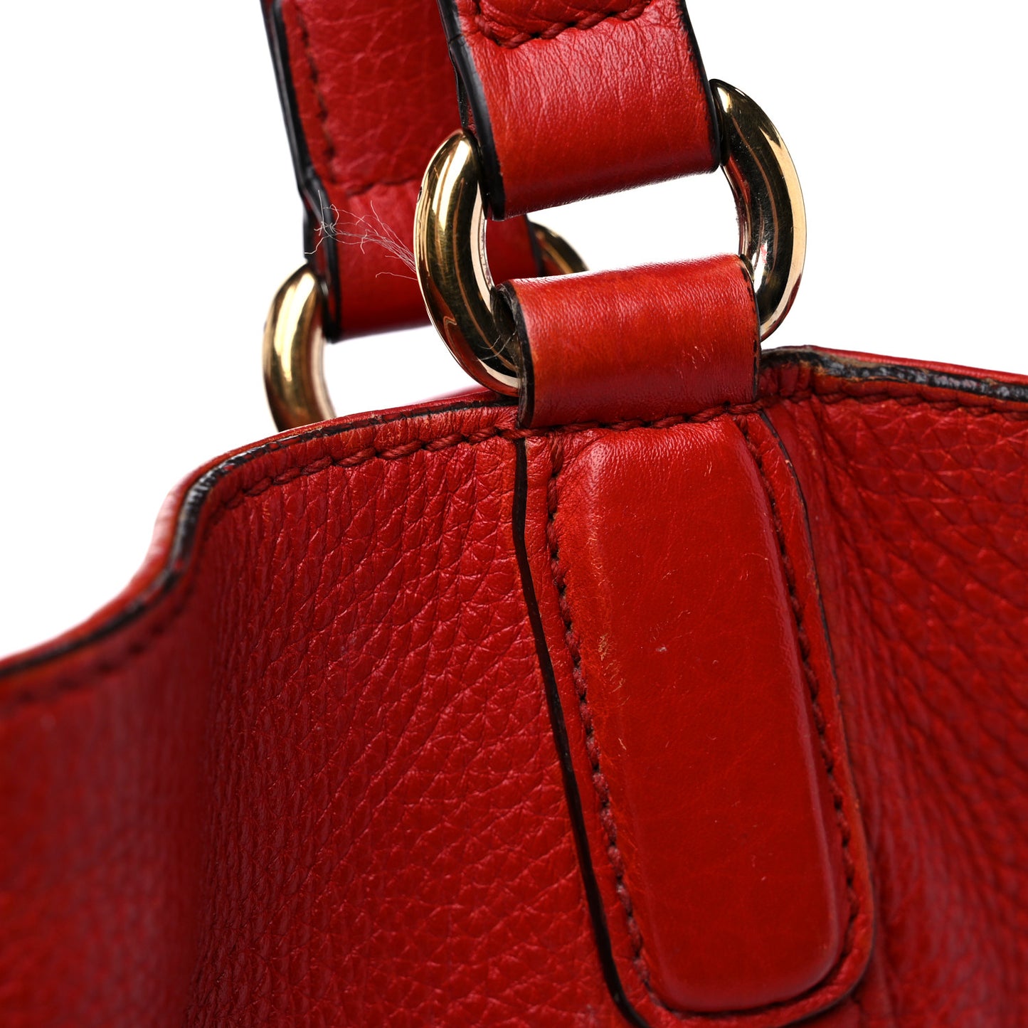 Pebbled Calfskin Medium Soho Shoulder Bag Red