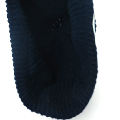 Chanel Cashmere Sequin Logo Beanie Hat Navy Silver 4 of 5