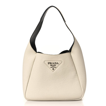 Prada Vitello Daino Soft Small Dynamique Hobo Talco Black 1 of 7