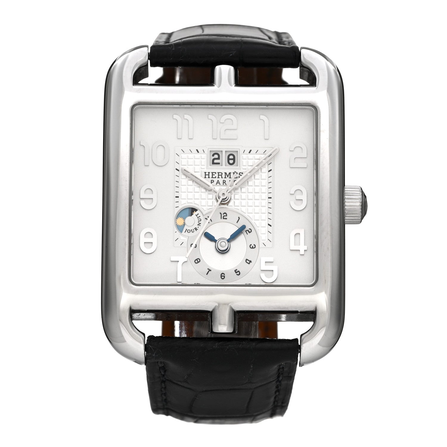 Hermes Stainless Steel Alligator 36mm Cape Cod GMT Automatic Watch Noir 1 of 5