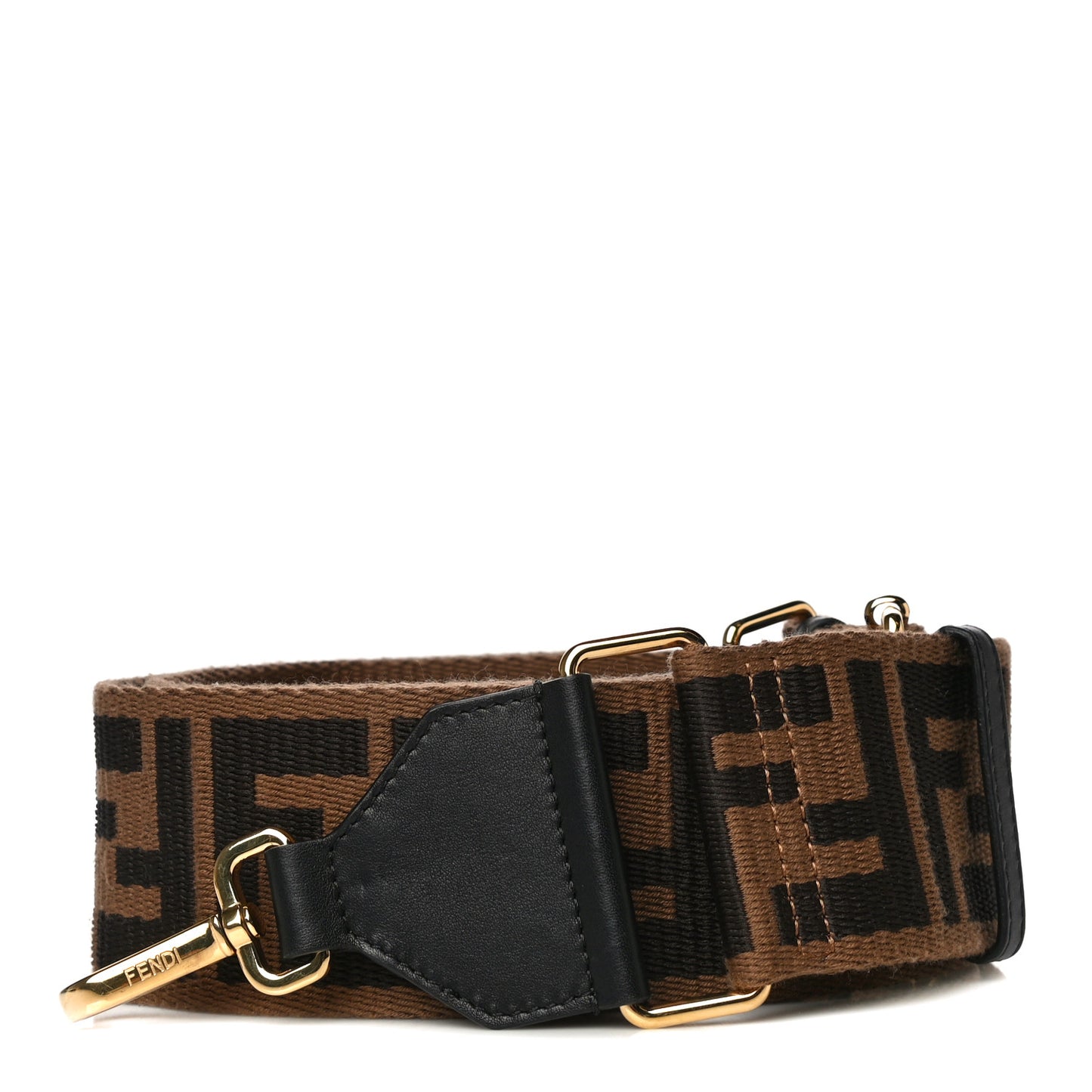 Ribbon Vitello Seta FF 1974 Adjustable Strap You Fango Marrone Black