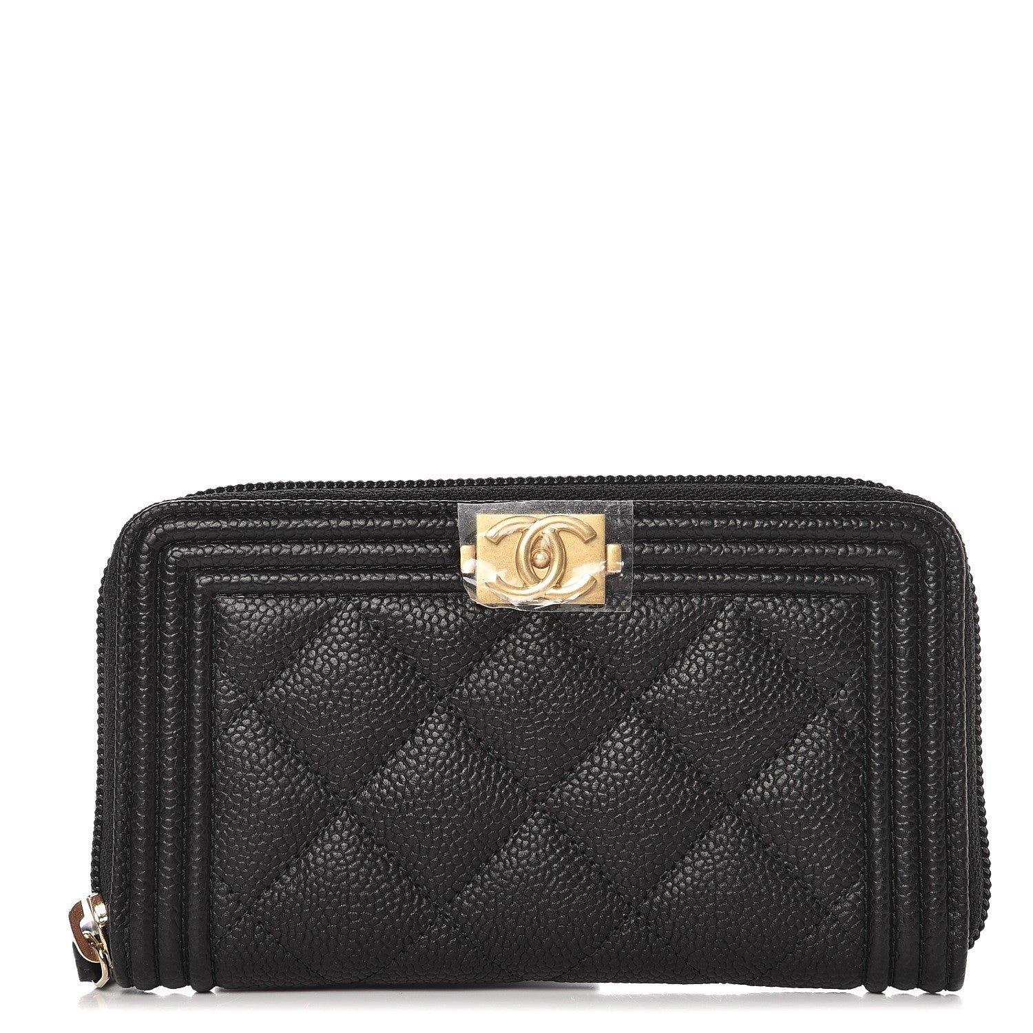 Chanel Caviar Quilted Boy Small Zip Around Wallet Black 1 of 9