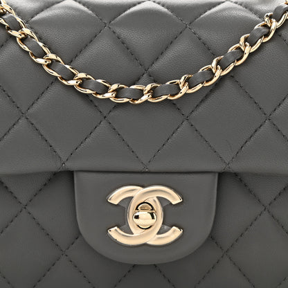 Chanel Lambskin Quilted Mini Top Handle Rectangular Flap Dark Grey 8 of 11
