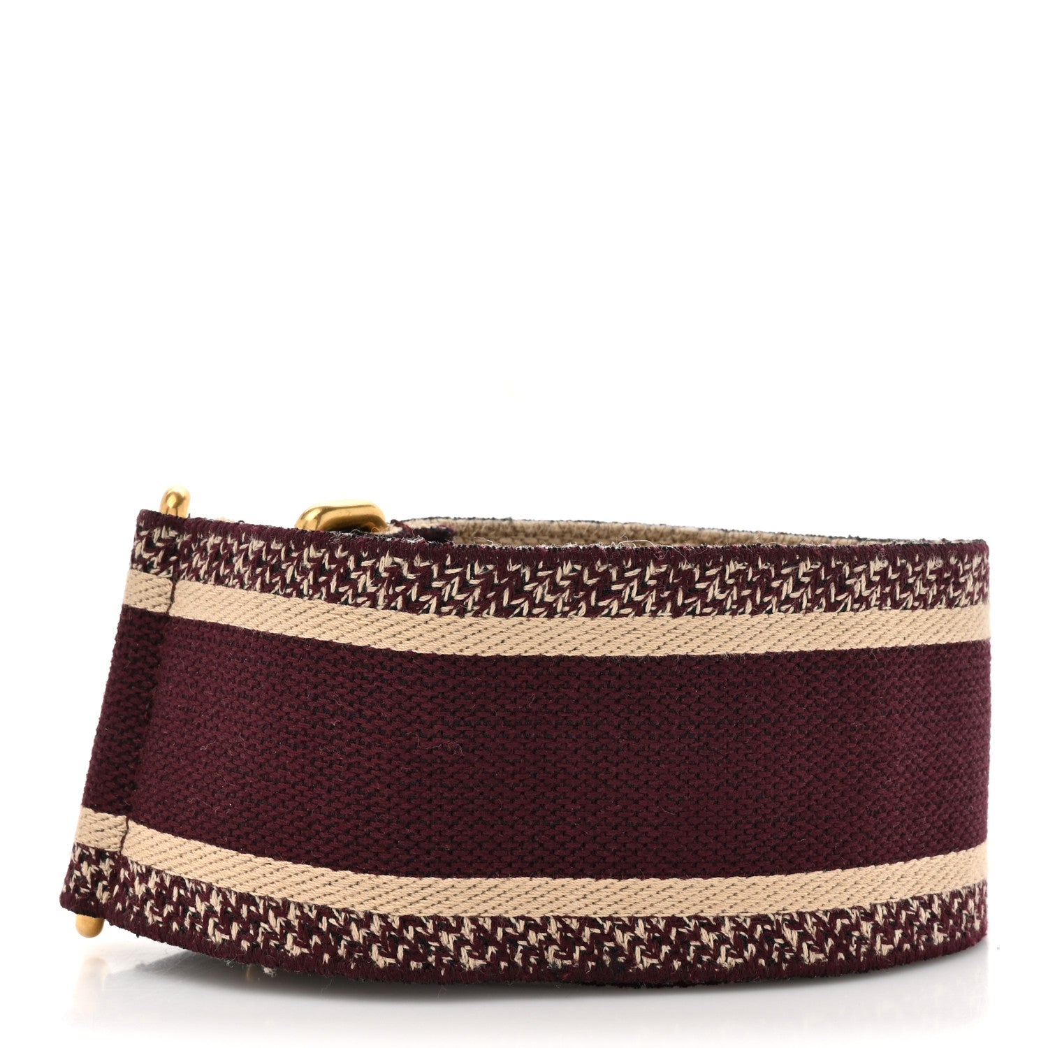 Christian Dior Canvas Embroidered Shoulder Strap Burgundy 2 of 5