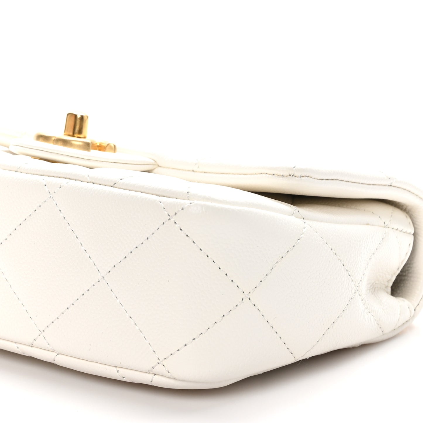 Caviar Quilted Mini Sweetheart Flap White