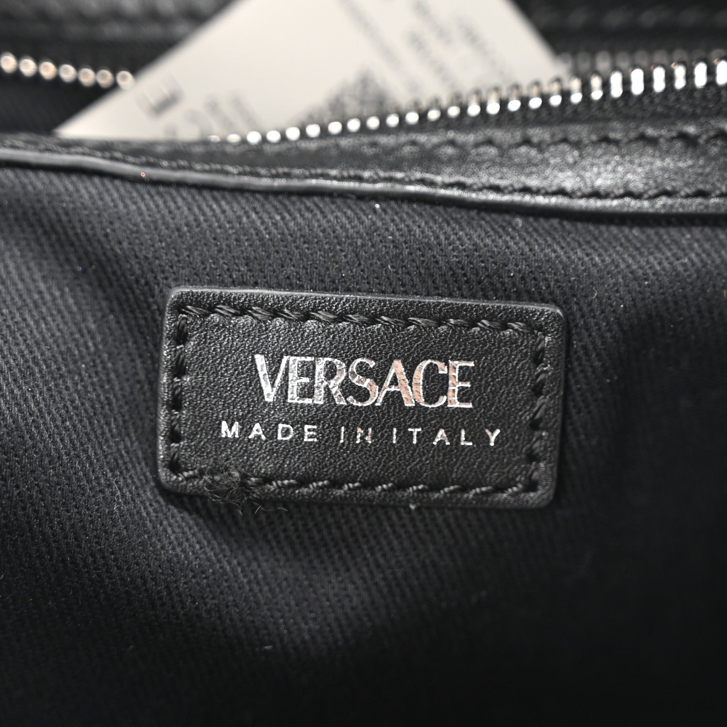 タク Versace Calfskin Studded Large Fringe Repeat Zip Hobo Black