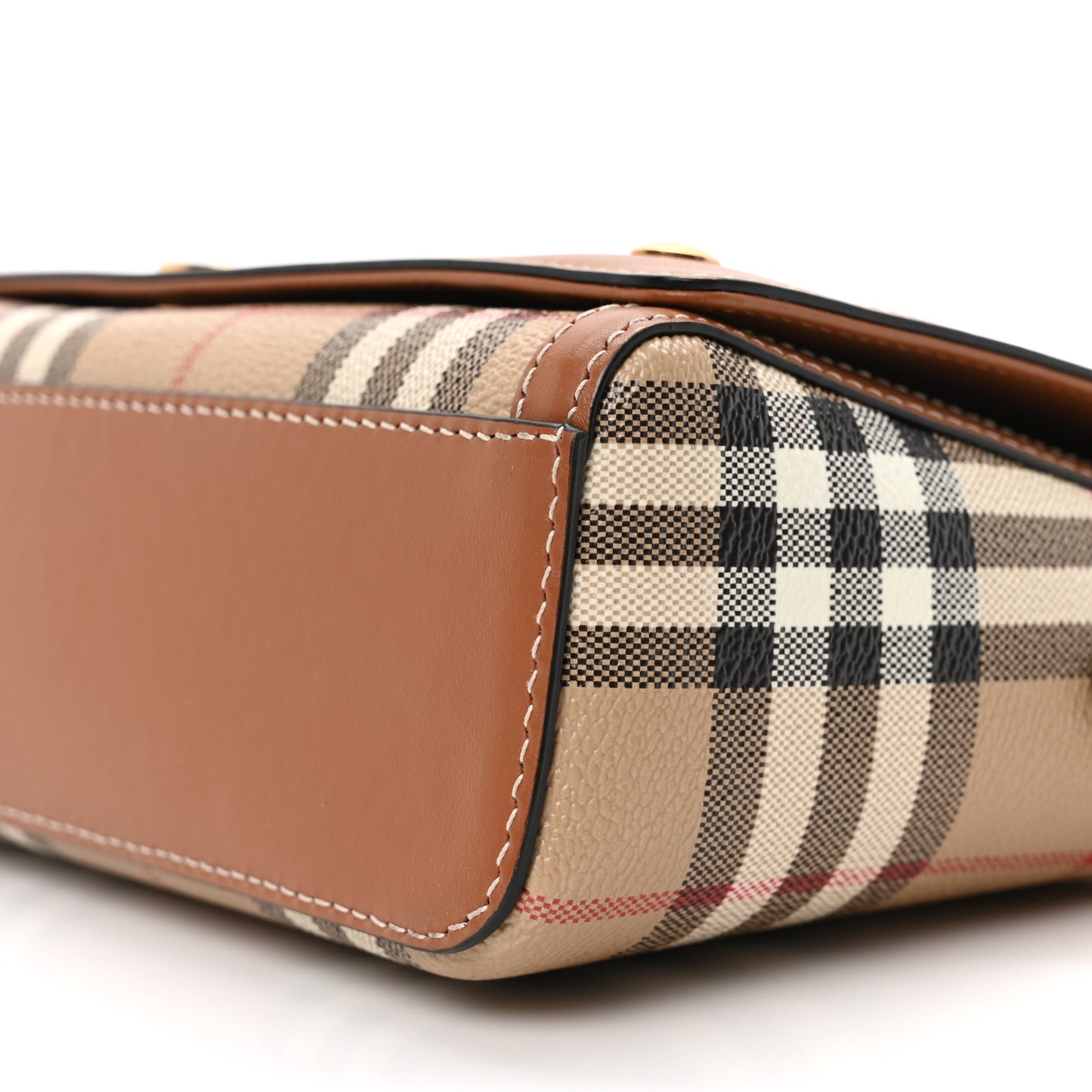 Coated Canvas Calfskin Vintage Check Medium Note Crossbody Bag Brown