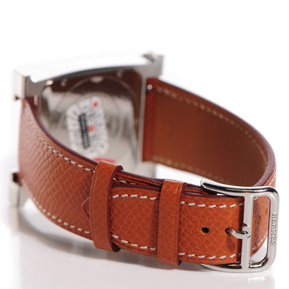 Hermes Stainless Steel Epsom 30.5mm Heure H Hour Quartz Watch Gold 4 of 12