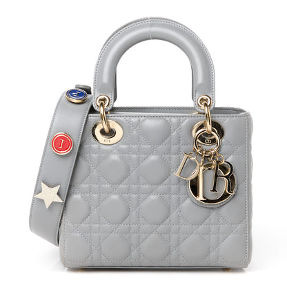 Christian Dior Lambskin Cannage Small Lucky Badges Lady Dior Grey 1 of 10