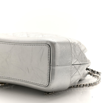 Chanel Metallic Crumpled Calfskin Quilted Small Gabrielle Backpack Silver 10 of 10