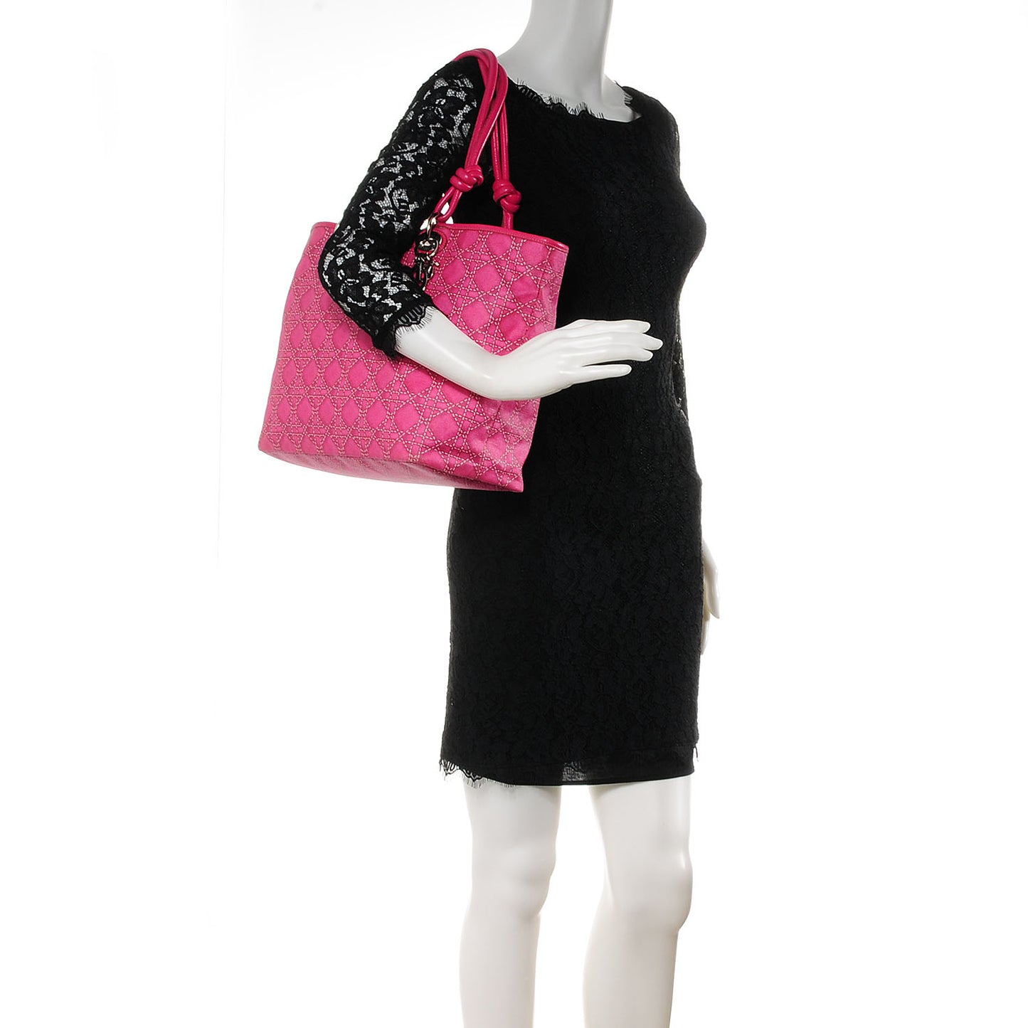 Coated Canvas Cannage Print Cherie Tote Pink