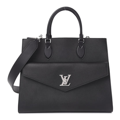 Louis Vuitton Soft Calfskin Lockme Tote MM Black Rose Ballerine 1 of 9