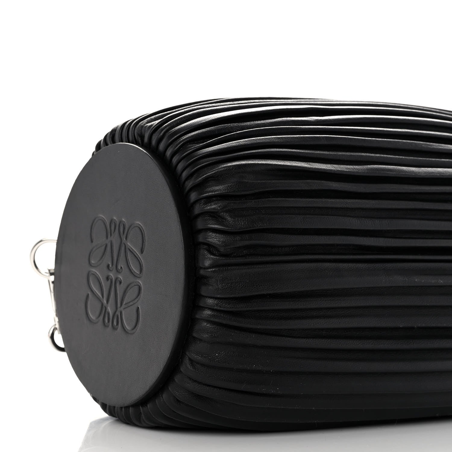 Loewe Lambskin Pleated Bracelet Large Pouch shoulder Bag Black 8 of 12