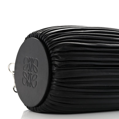 Loewe Lambskin Pleated Bracelet Large Pouch shoulder Bag Black 8 of 12