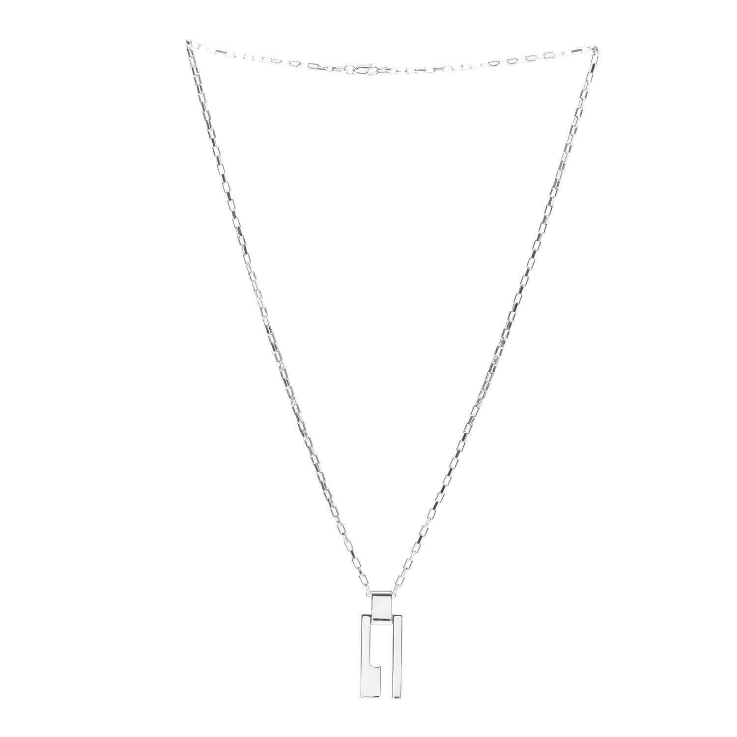 Gucci Sterling Silver Vertical G Pendant Necklace 3 of 5