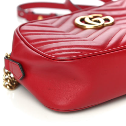 Gucci Calfskin Matelasse Small GG Marmont Chain Shoulder Bag Hibiscus Red 10 of 38