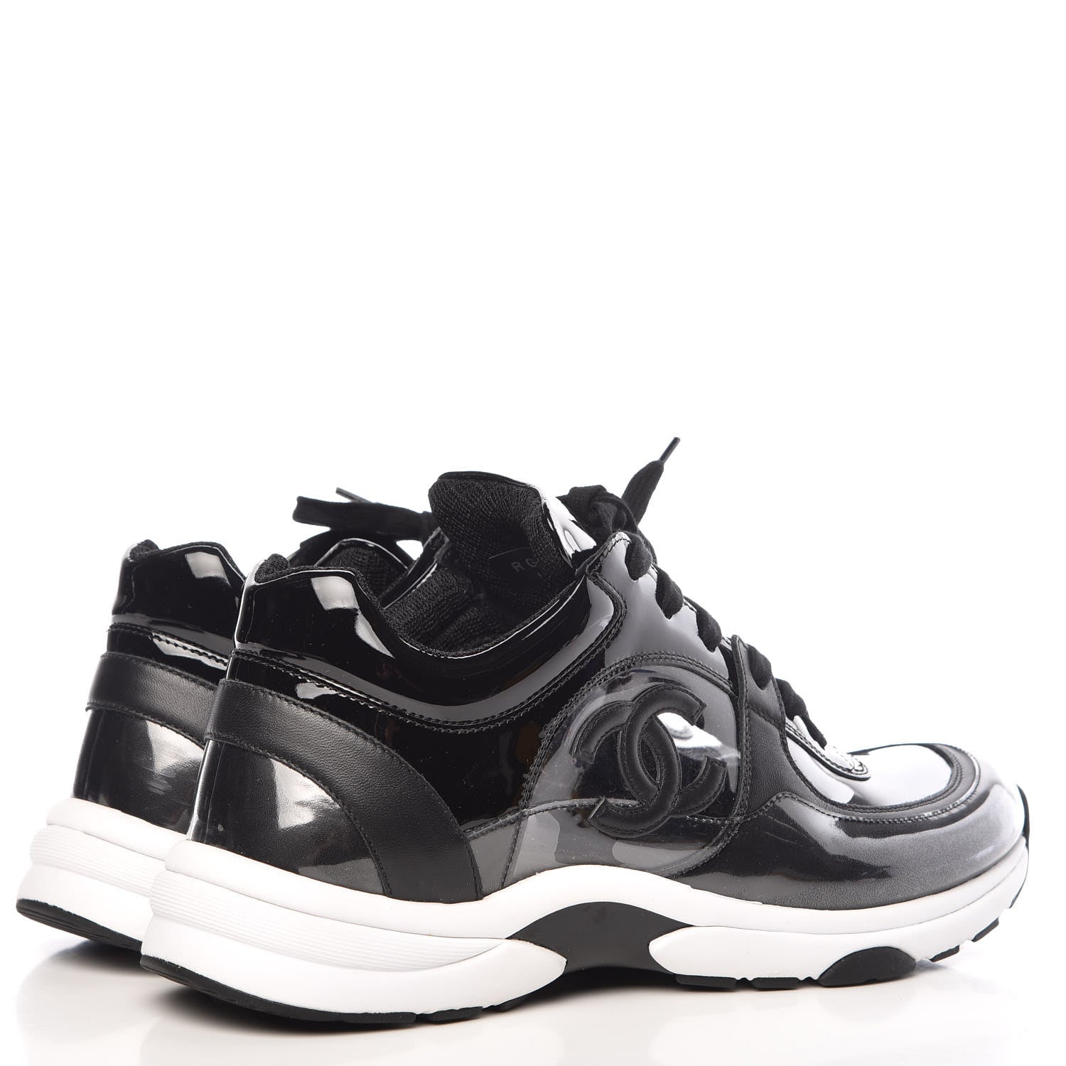 Chanel Calfskin Patent Transparent Sneakers 40.5 Black 4 of 9