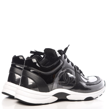Chanel Calfskin Patent Transparent Sneakers 40.5 Black 4 of 9