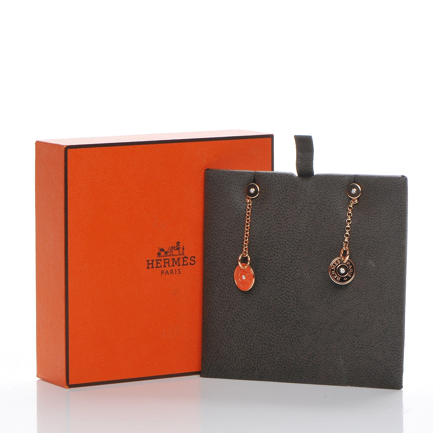 Hermes 18K Rose Gold Diamond Gambade Clou de Selle Earrings 4 of 4