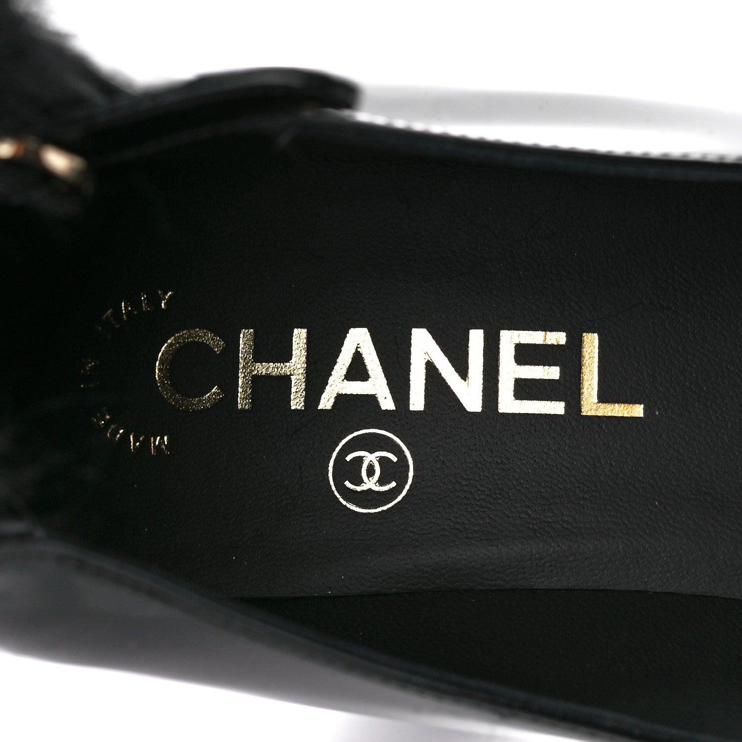 Chanel Patent Shearling Lambskin Cap Toe Mary Jane Pumps 38.5 Black 7 of 9