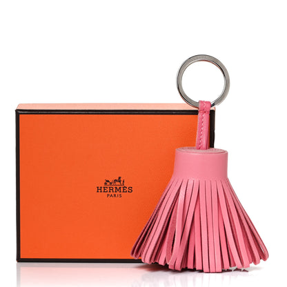 Hermes Lambskin Carmen Tassel Key Holder Rose Azalee 4 of 4
