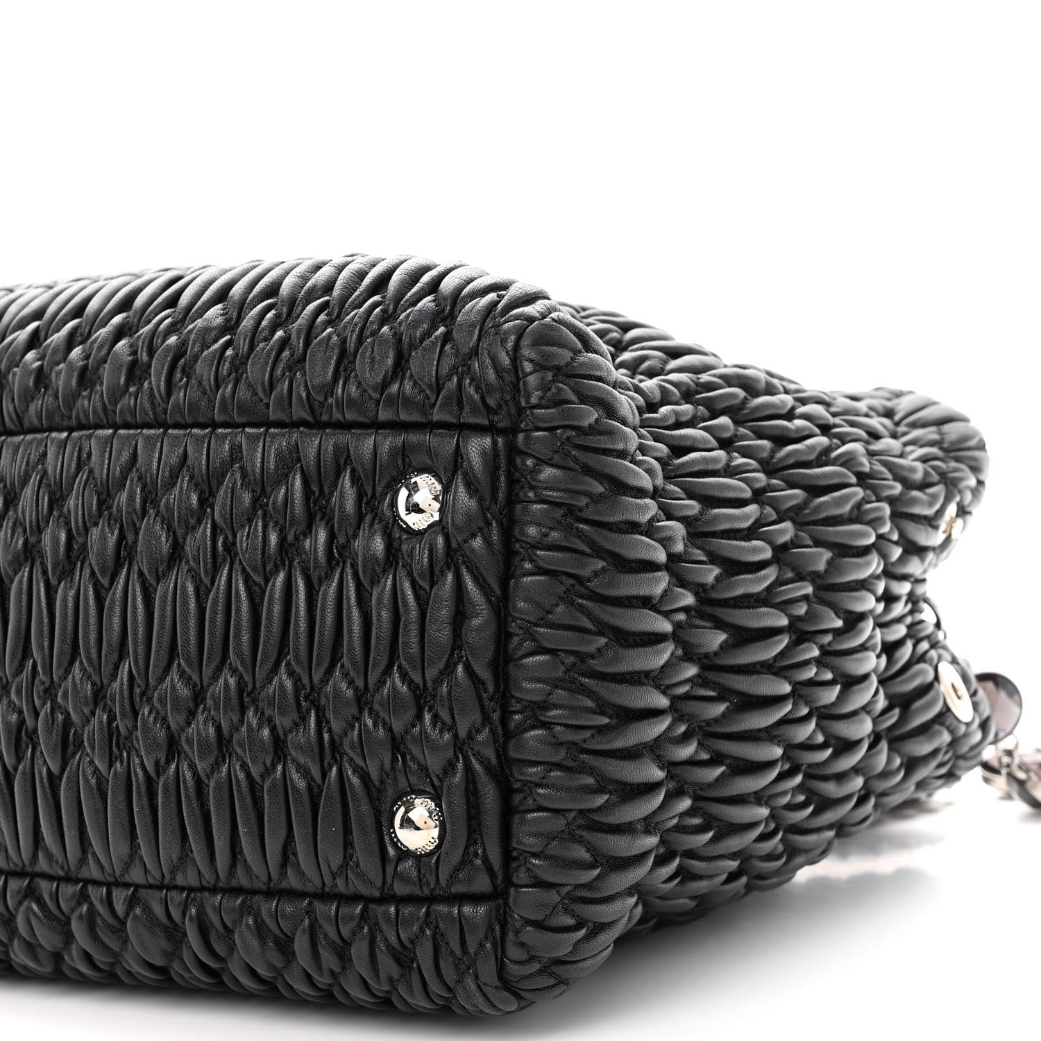 Miu Miu Nappa Matelasse Swarovski Crystal Tote Black 9 of 9
