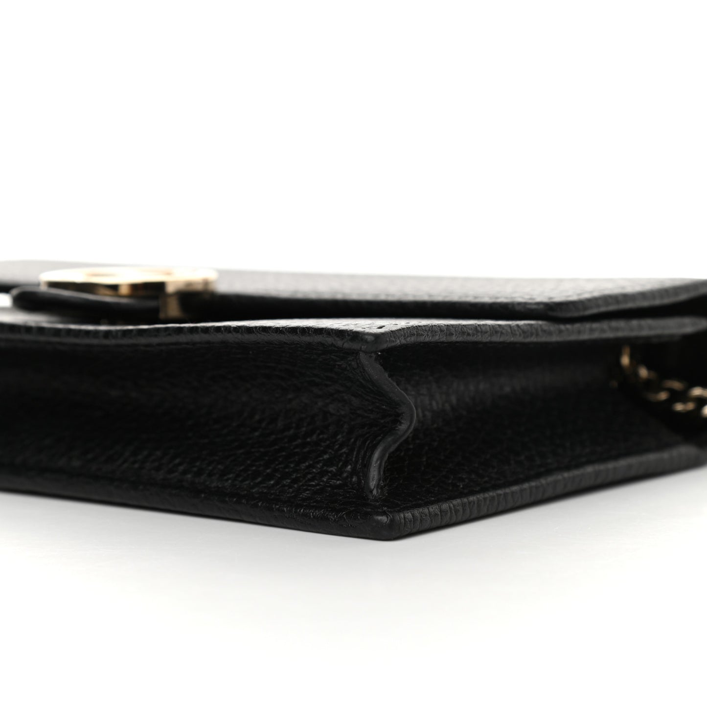 Dollar Calfskin Interlocking G Chain Wallet Black