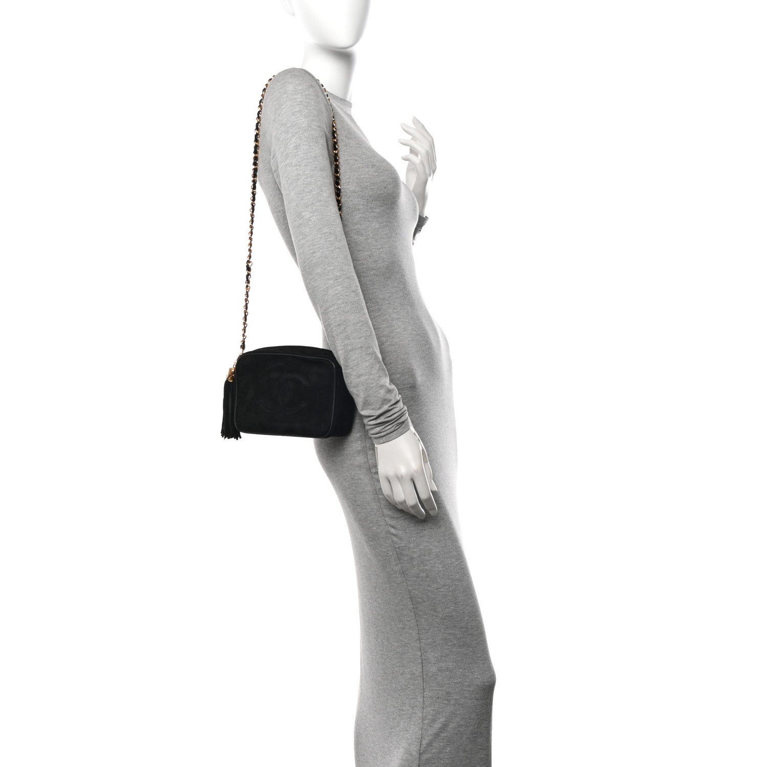 Chanel Suede CC Tassel Camera Case Black 2 of 11