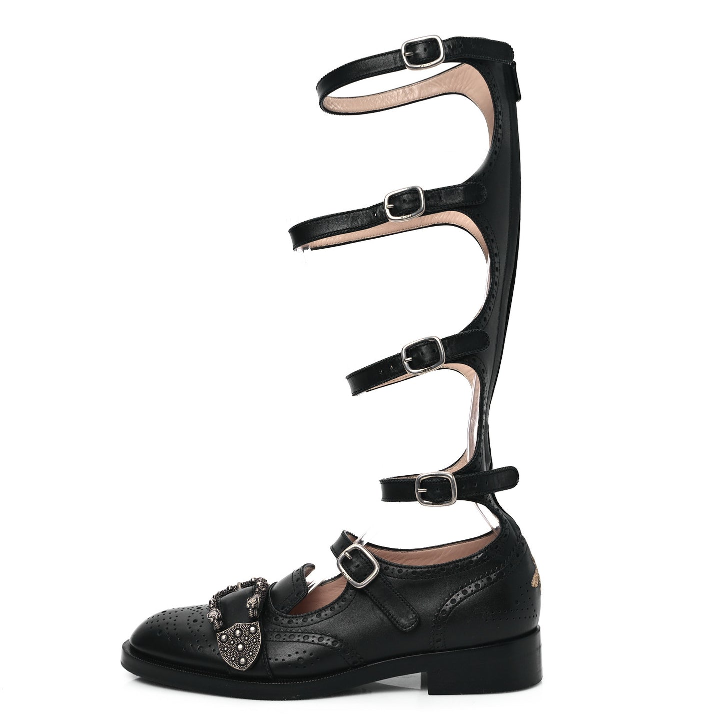 Calfskin Queercore Brogue Knee High Boots 39.5 Black
