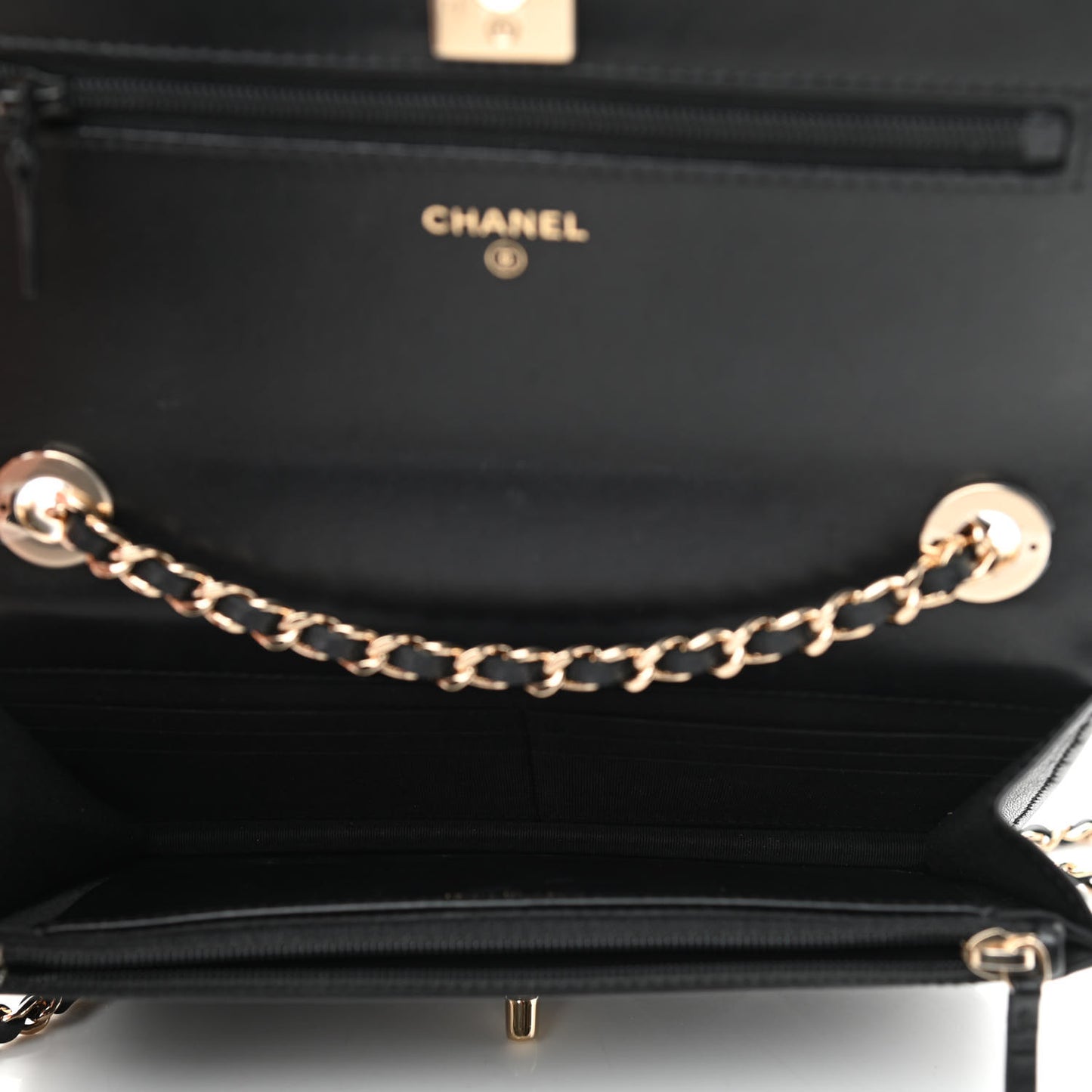 Lambskin Quilted Trendy CC Wallet On Chain WOC Black