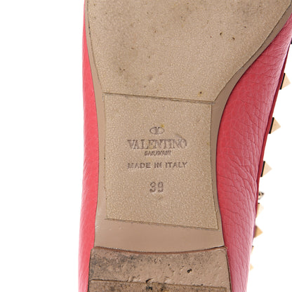 Valentino Garavani Pebbled Calfskin Rockstud Cage Ballerina Flats 39 Deep Rose 8 of 11
