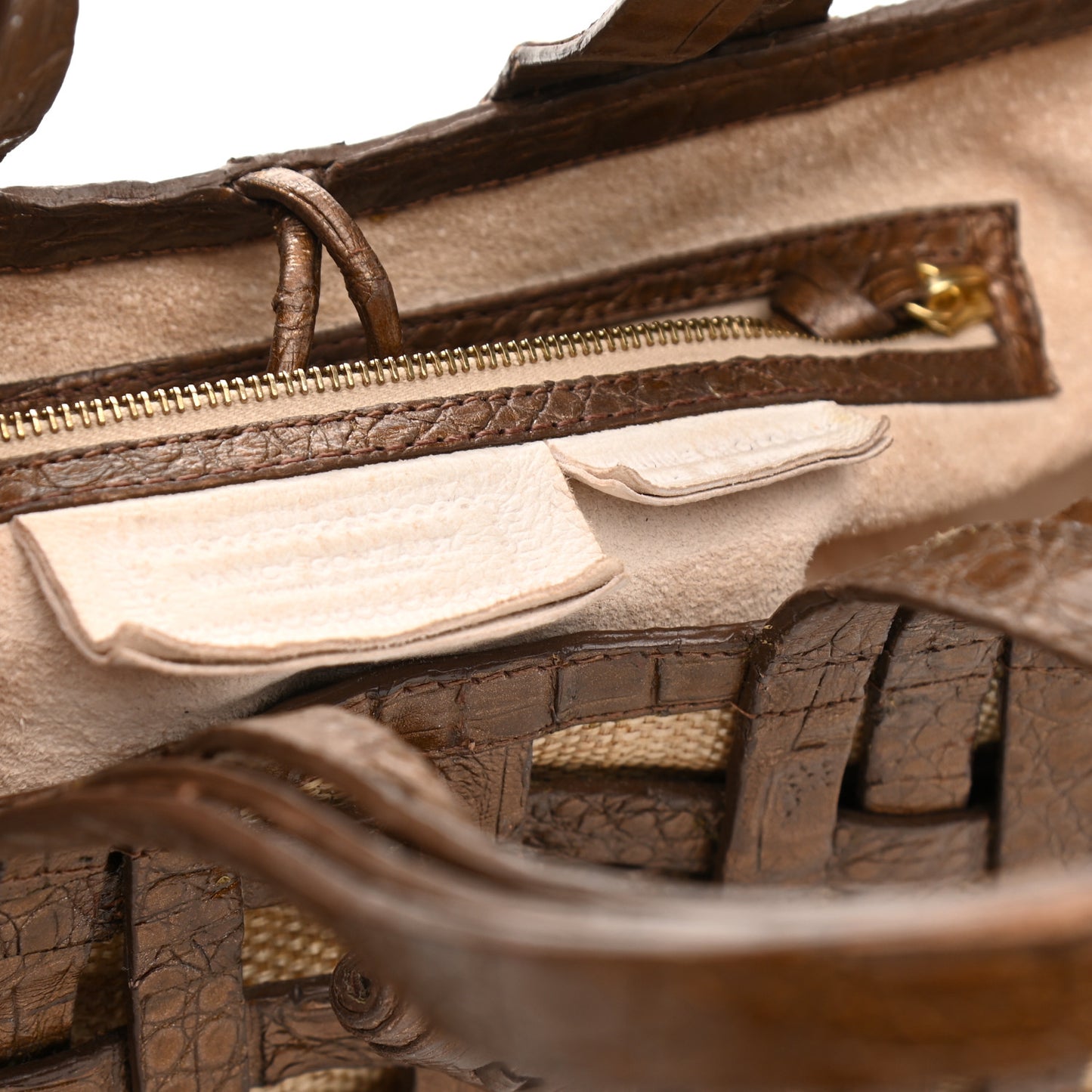 Crocodile Woven Tote Chocolate