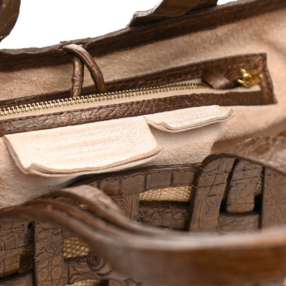 Nancy Gonzalez Crocodile Woven Tote Chocolate 12 of 12