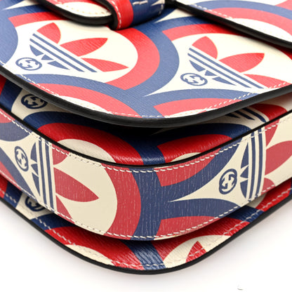 Gucci X ADIDAS Shangai Calfskin Web Trefoil Interlocking G Small Horsebit 1955 Shoulder Bag Red White Blue 9 of 9