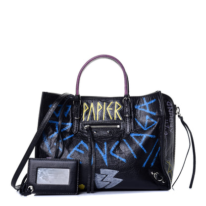 Balenciaga Agneau Graffiti Papier A6 Zip Around Tote Black 1 of 10