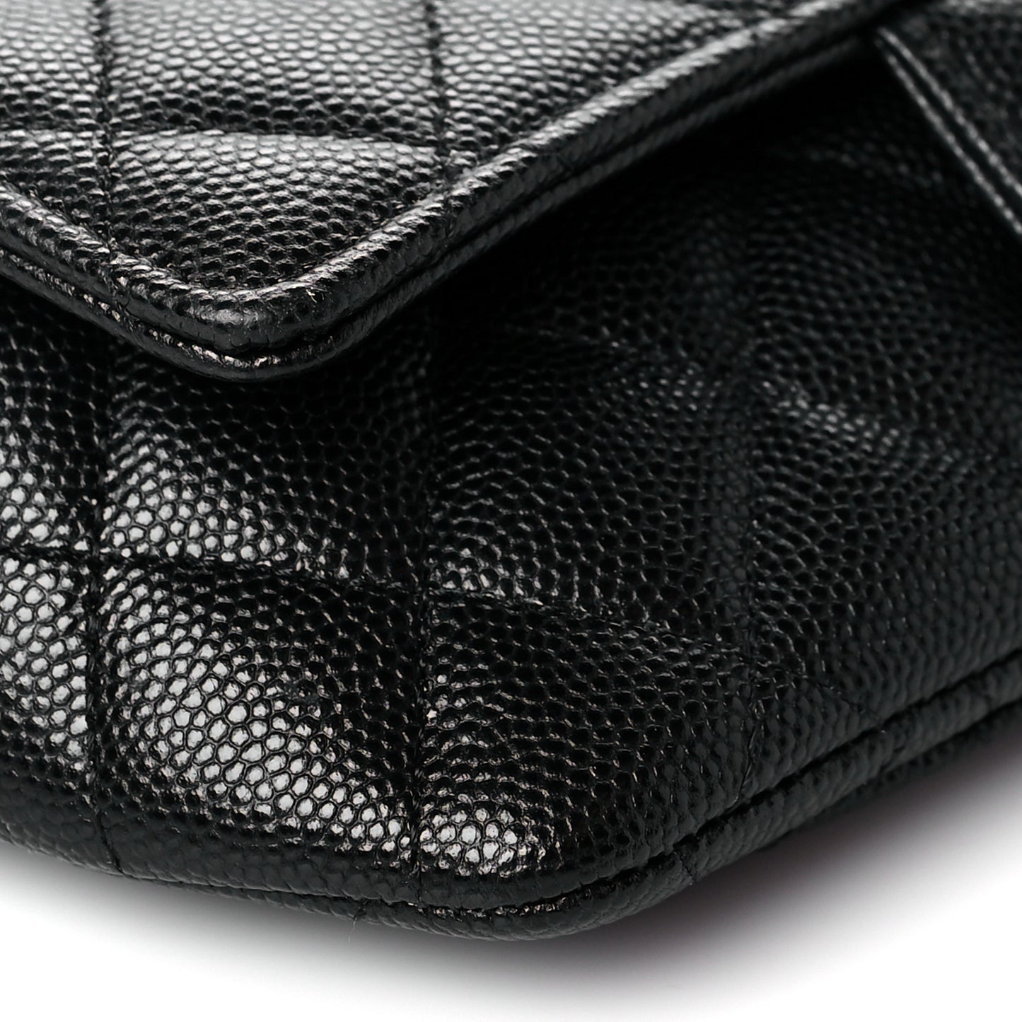 Caviar Quilted Glasses Case With Chain Black