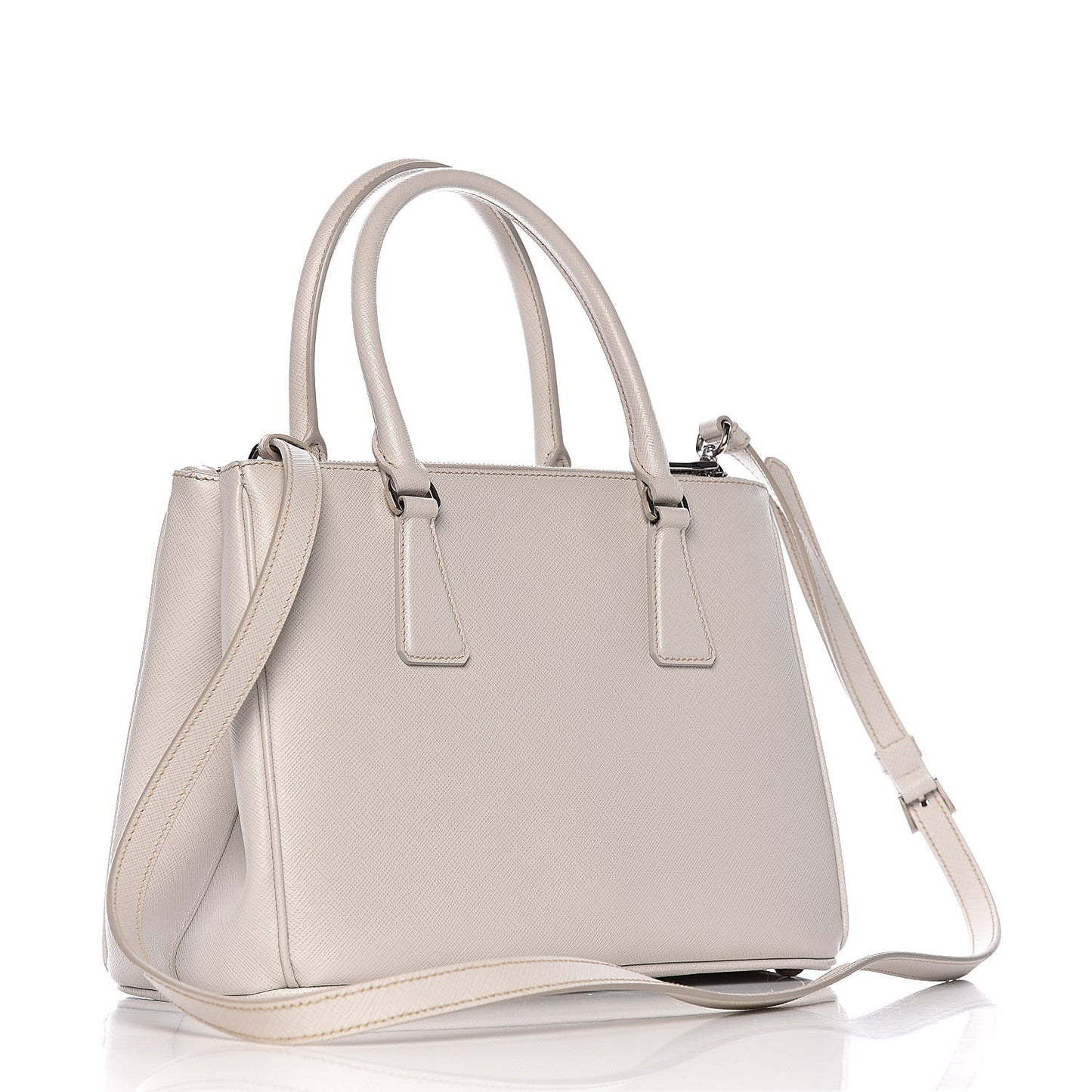 Saffiano Lux Small Double Zip Tote Talco