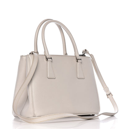 Prada Saffiano Lux Small Double Zip Tote Talco 3 of 10