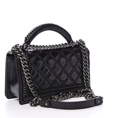 Chanel Calfskin Quilted Medium Top Handle Boy Flap Black 2 of 12