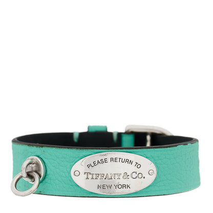 Tiffany Sterling Silver Leather Return to Tiffany Single Wrap Bracelet Blue 1 of 5