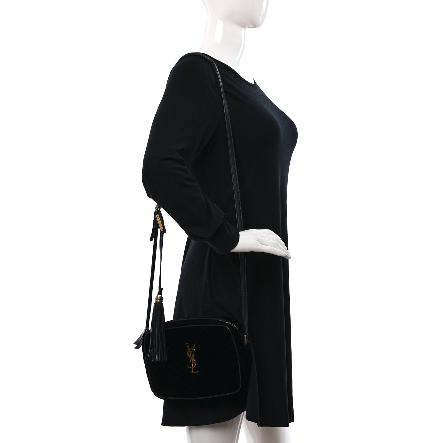 Velvet Matelasse Monogram Lou Camera Bag Black