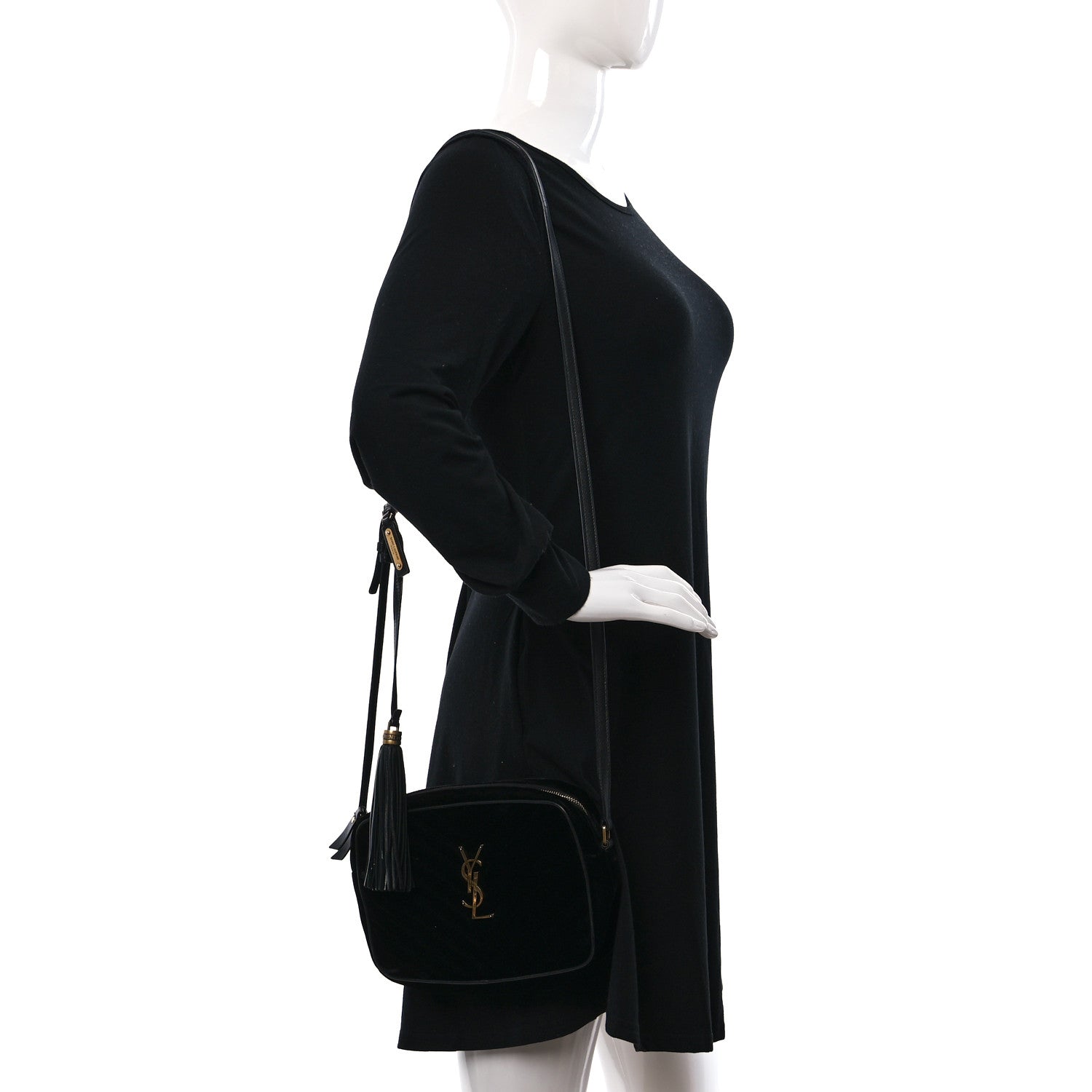 Saint Laurent Velvet Matelasse Monogram Lou Camera Bag Black 2 of 9