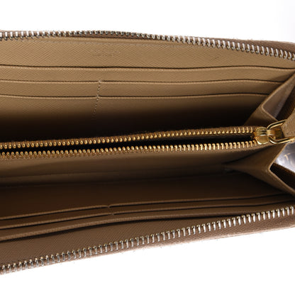 Prada Saffiano Metal Zip Around Wallet Sabbia 4 of 8